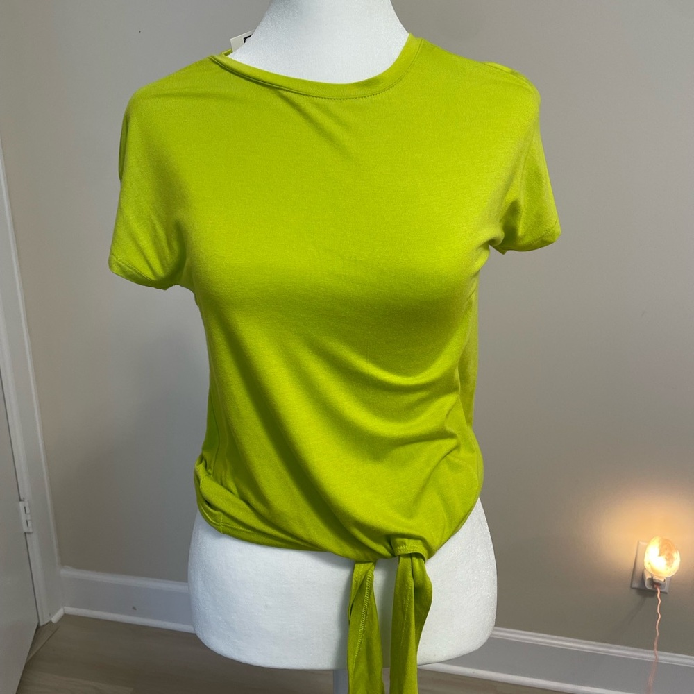 Lime Green Tie-Front Top